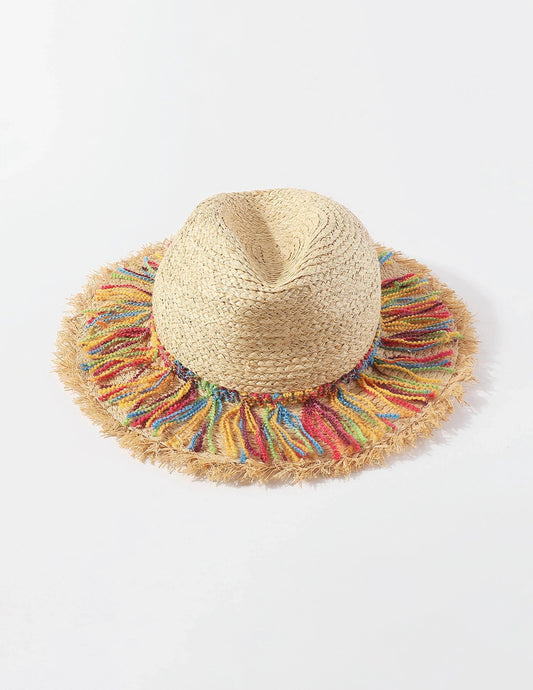 Colorful Cotton Rope Tassel Straw Hat