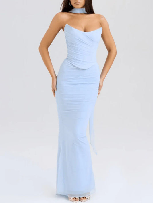 Cabernet strapless corset with neck scarf