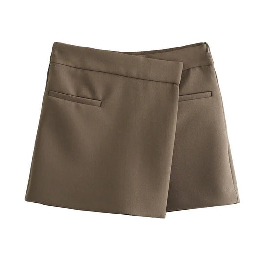 Asymmetrical solid color versatile culottes