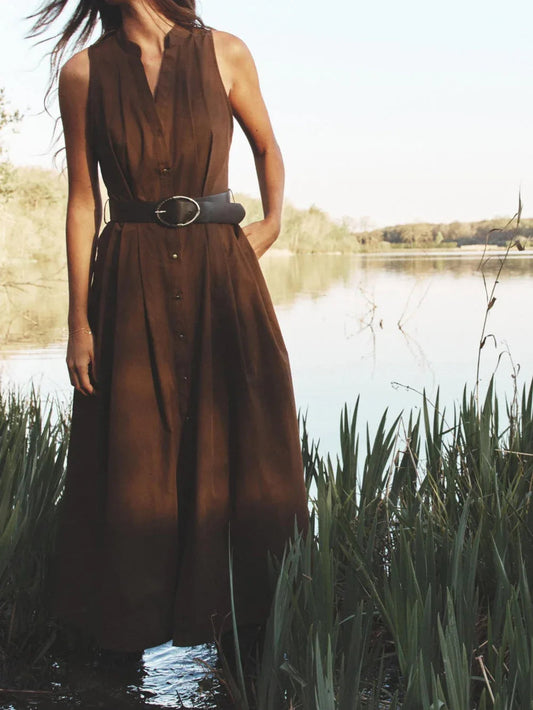 Cotton Belted Midi Dress