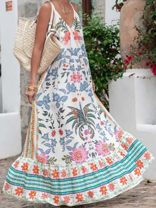 Sling Printed Holiday Loose Plus Size Dress