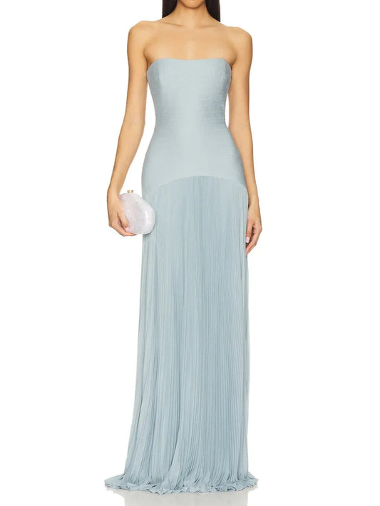 Solid Splicing Off-Shoulder Maxi Dress