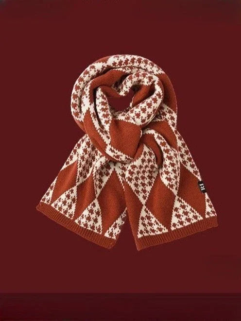 Christmas Fashion Retro Red Christmas Knitted Scarf