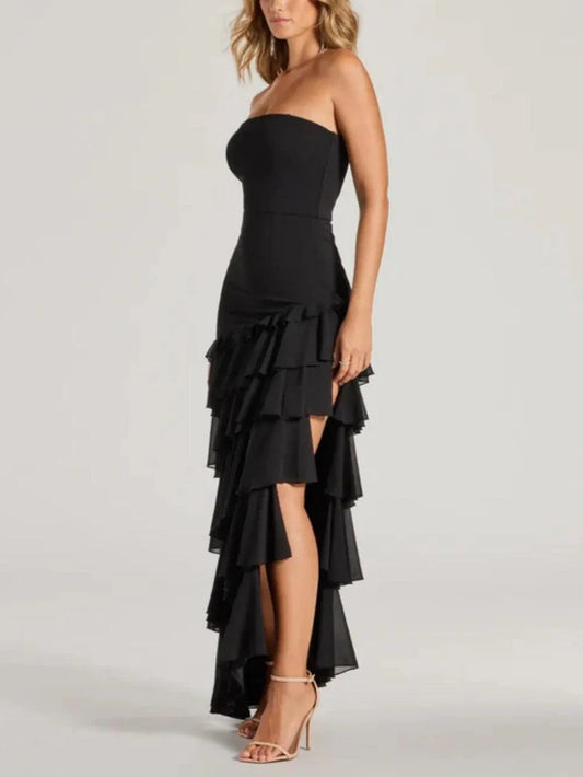 Shianne Strapless Chiffon Ruffled A-Line Formal Dress