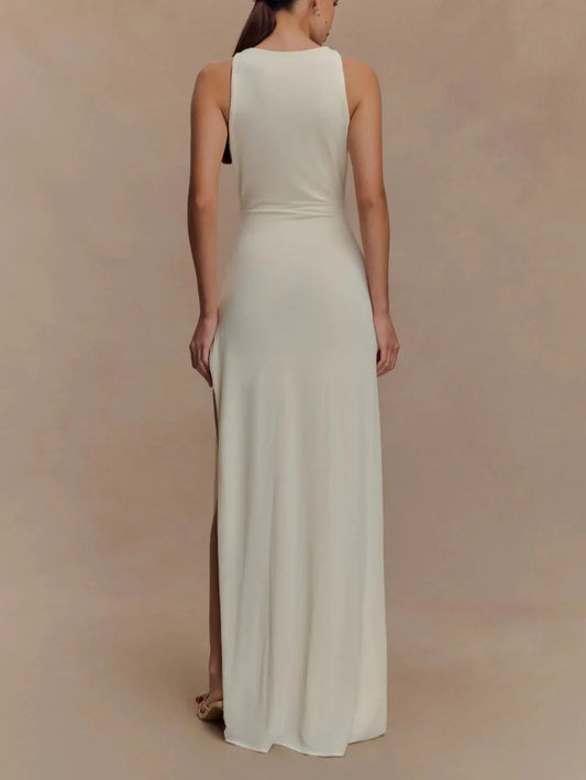 Slinky Beaded Maxi Dress - Ivory
