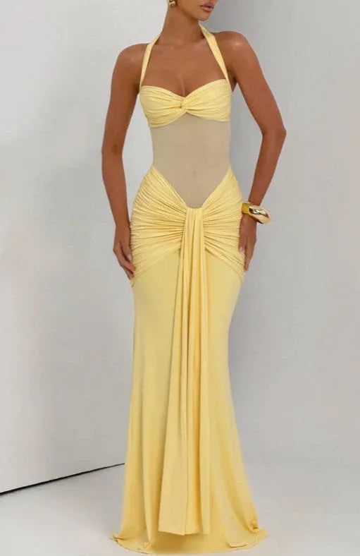 Strapless Lace-up Maxi Dress