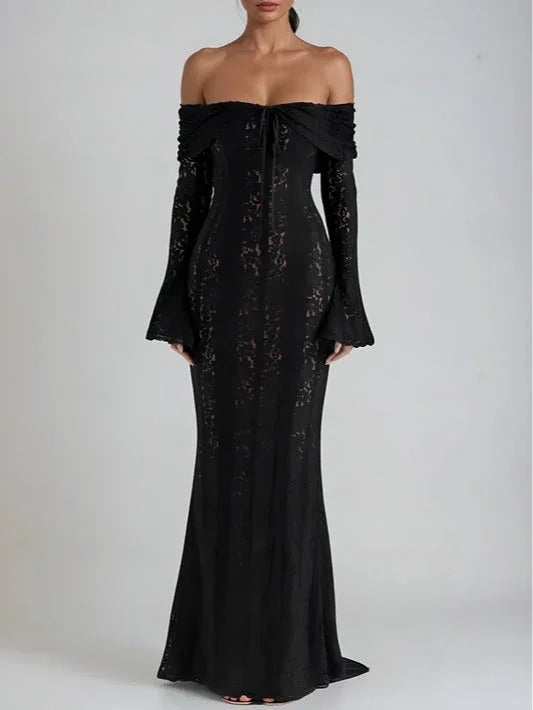 Lace Off-Shoulder Maxi Dress