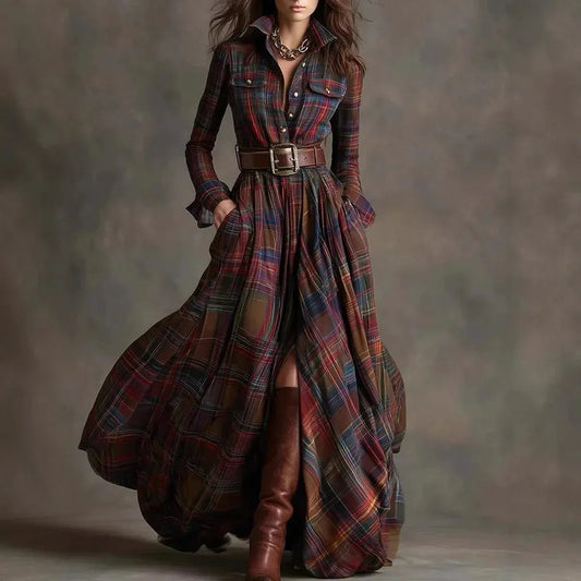 The Heritage Tartan Plaid Maxi Shirtdress | Long Sleeve