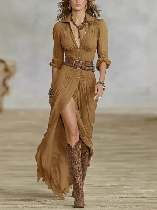 The Dakota Bohemian Button-Down Maxi Dress